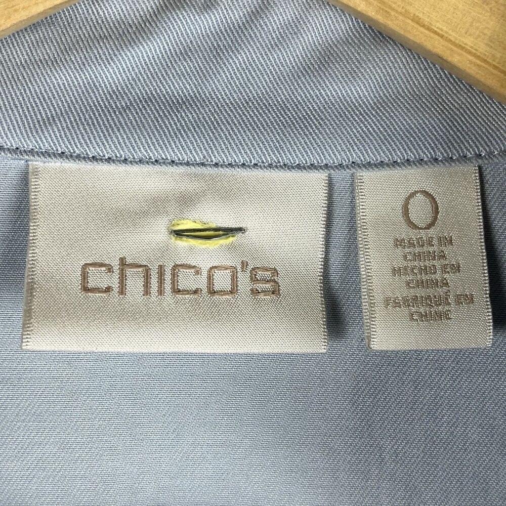 Chico’s Jacket Size 0 Blue 100% Lyocell Waterfall Drape Roll Up Sleeves - Picture 3 of 13